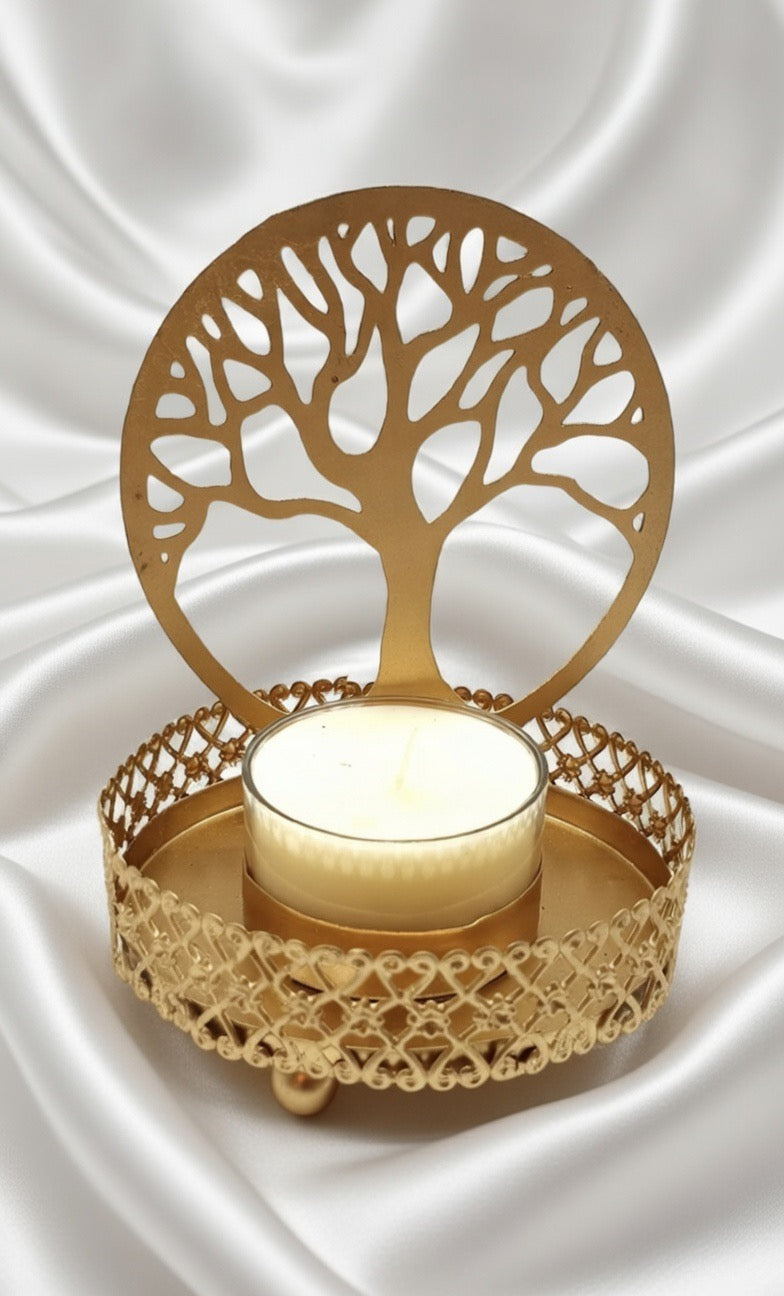 Bougeoir à Réflexion Métal Arbre de Vie 11cm
