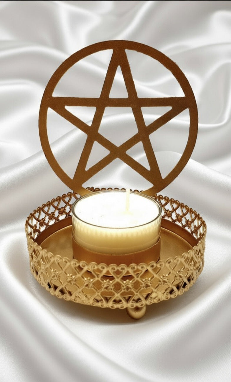 Bougeoir à Réflexion Métal Pentacle 11cm