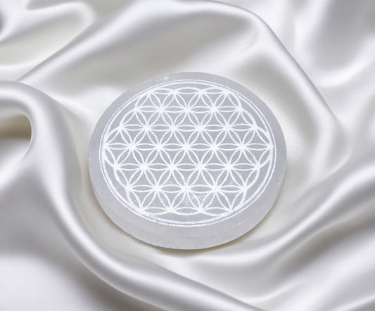 Plaque Sélénite Fleur de Vie 10cm