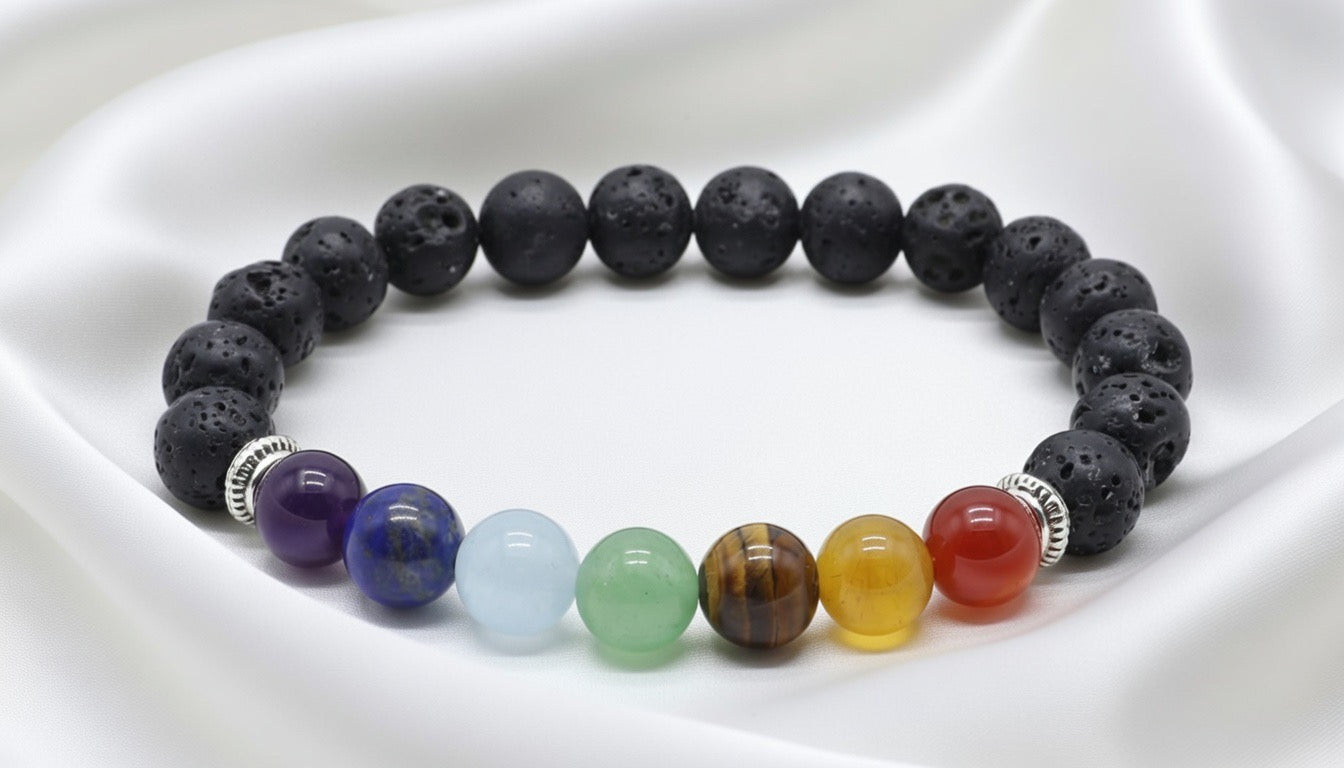 Bracelet Pierre de Lave & 7 Chakras perles