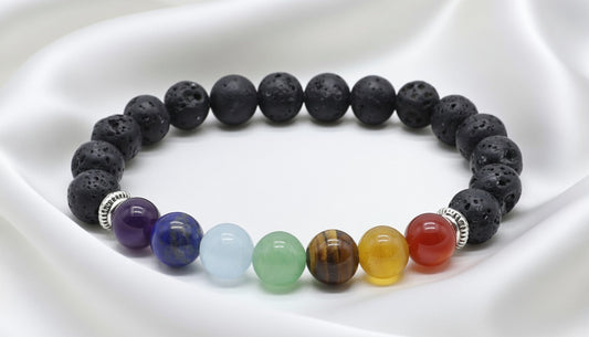 Bracelet Pierre de Lave & 7 Chakras perles
