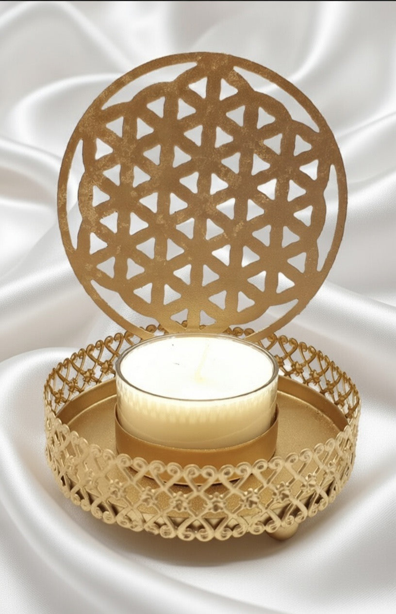 Bougeoir à Réflexion Métal Fleur de Vie 11cm