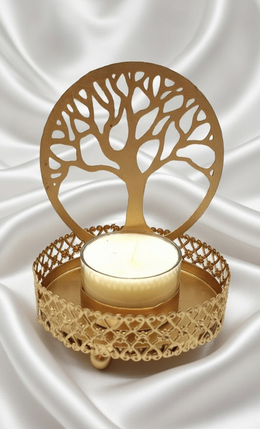 Bougeoir à Réflexion Métal Arbre de Vie 11cm