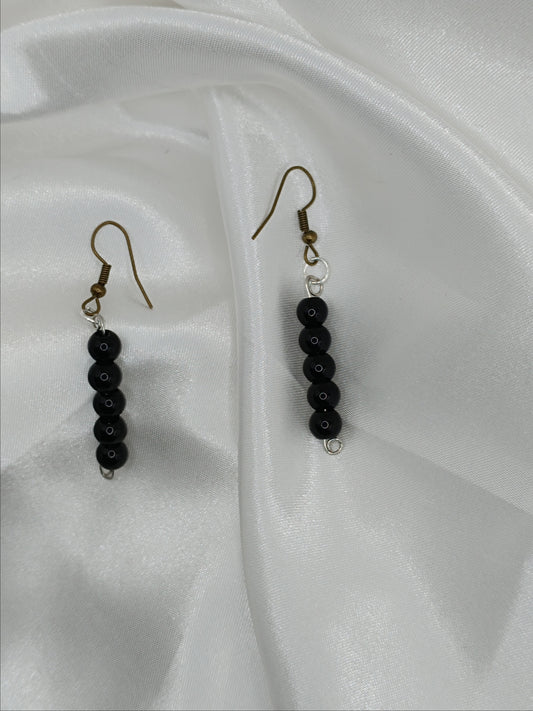 Boucle perle obstidienne